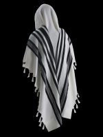 Black-Striped  100% Wool Tallit Without Tzitzit Strings Style: HB