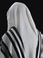 Black-Striped  100% Wool Tallit Without Tzitzit Strings Style: HB - Image 6