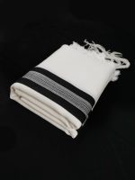 Black-Striped  100% Wool Tallit Without Tzitzit Strings Style: HB - Image 2