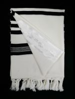 Black-Striped  100% Wool Tallit Without Tzitzit Strings Style: HB - Image 7