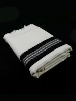 Black-Striped  100% Wool Tallit Without Tzitzit Strings Style: JB