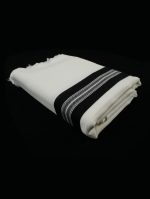 Black-Striped  100% Wool Tallit Without Tzitzit Strings Style: JB - Image 3