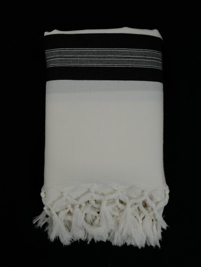 Black-striped designed 100% wool tallit without Tzitzit strings Style: PTB - Image 4