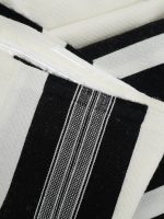 Black-striped designed 100% wool tallit without Tzitzit strings Style: PTB - Image 8