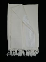 White-striped designed 100% wool tallit with Jacquard  Atara Style: JWS - Image 2