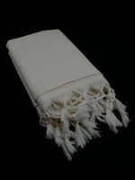 White-striped designed 100% wool tallit with Wool Atara Style: PW - Image 6